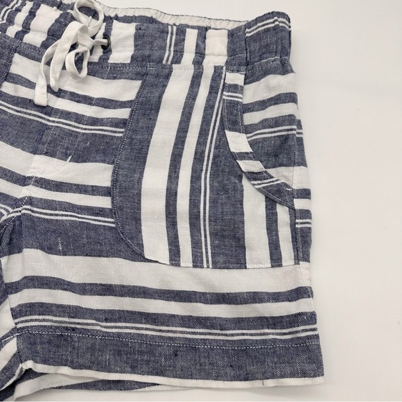 Athleta Stripe Linen Shorts Navy White Size 10 - Picture 6 of 12